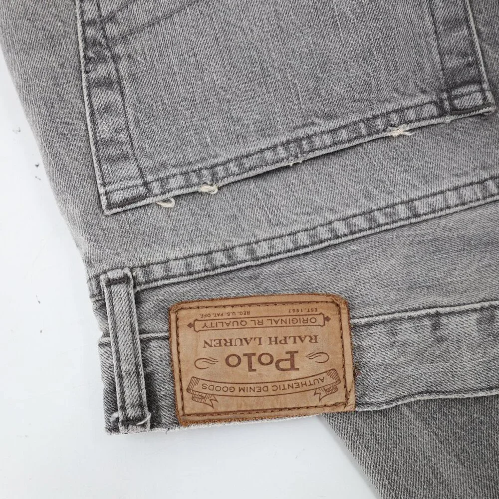 Polo Ralph Lauren Jeans Mens 34 36x30 Sullivan Slim Distressed Denim Rips gray